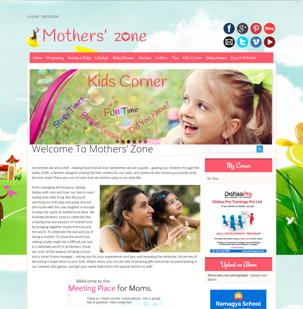 Online Moms Community to Share information on Motherhood